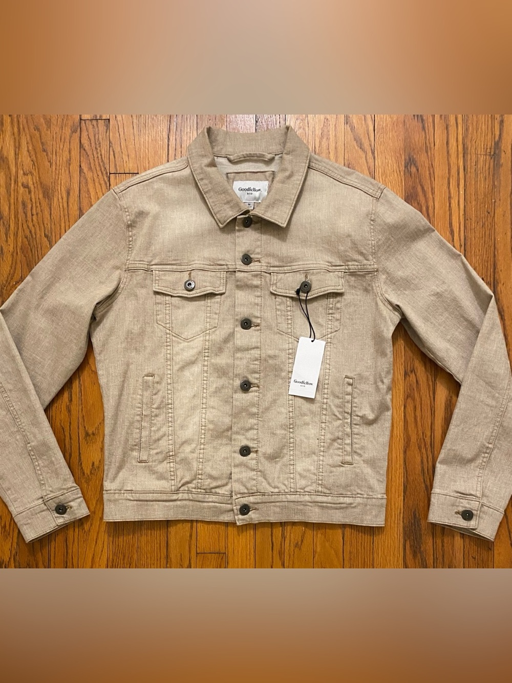 Goodfellow & Co Stone Slub Trucker Jacket Mens Medium NWT 1950s Heritage
